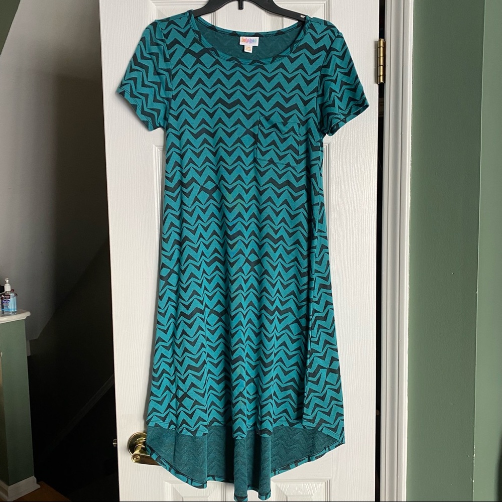 LuLaRoe Teal and Black Carly Dress